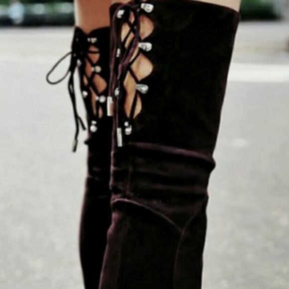 Sigerson Morrison ZETAN Suede Over the Knee Thigh High Lace Up Suede Boots 9.5 - Picture 3 of 3